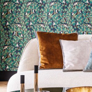 Papel de parede Doriana verde turquesa